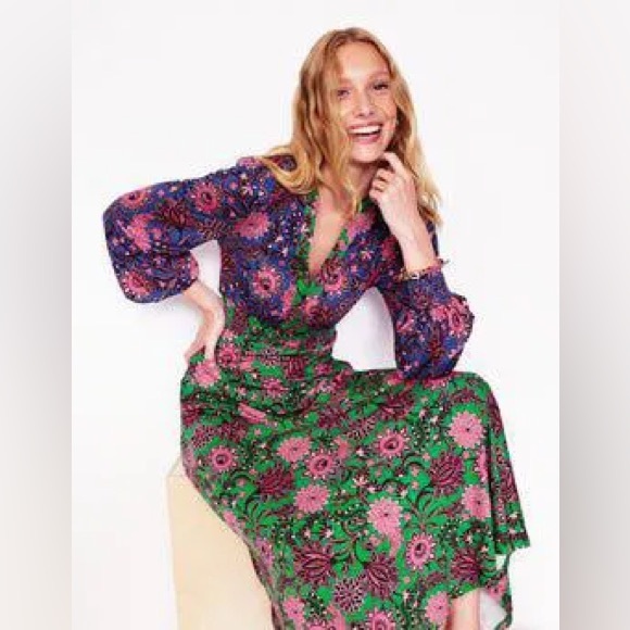 Boden ivy flocked floral dress women’s size10 95% viscose - Picture 2 of 7